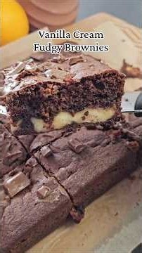 Fudgy Vanilla Cream Brownies✨️ #brownies #brownie #fudgybrownies #easyrecipe #bake #recipevideo #fyp