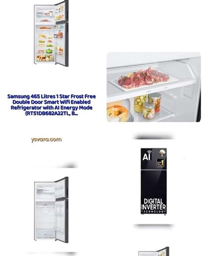 Samsung 465 Litres 1 Star Frost Free Double Door Smart Wifi Enabled Refrigerator with AI Energy M...