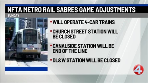 NFTA announces metro rail station adjustments for Sabres game
