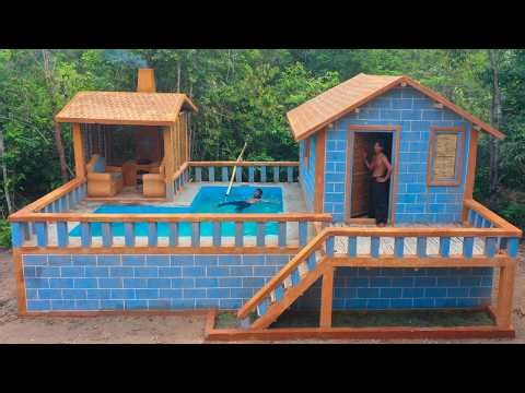 [ Full Video ] 90 Days Building A Modern Mud House Using Primitive Tools With Swimming Pool