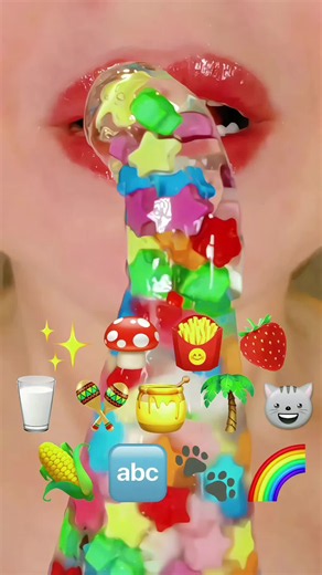 ASMR Satisfying Eating Emoji Food Challenge Mukbang #emojichallenge #satisfyinglips #asmrcrunch