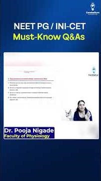 Must Know Physiology Questions INICET NEET PG By Dr. Pooja Nigade