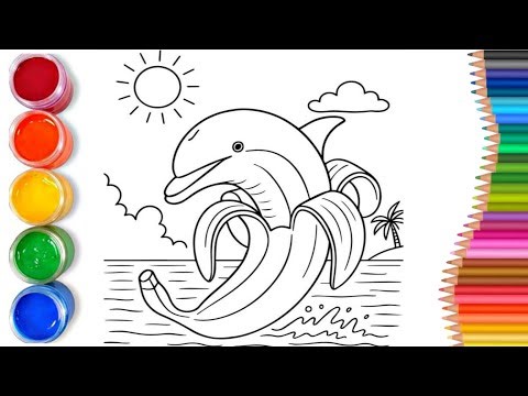 How to draw easy banana dolphin | easy drawing step by step 