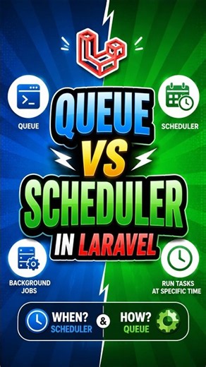 Laravel Queue vs Scheduler Explained | What’s the Difference? | Laravel Tutorial