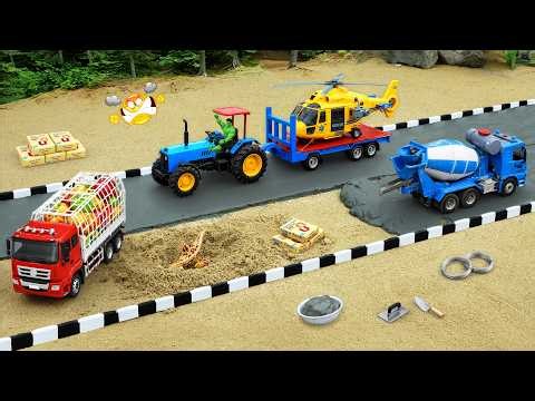 DIY Mini Tractor Builds Concrete Road Over Pothole Path | Fun Science Project