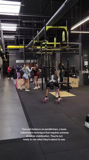 Calisthenics one-arm balance and human flag reaction in gym