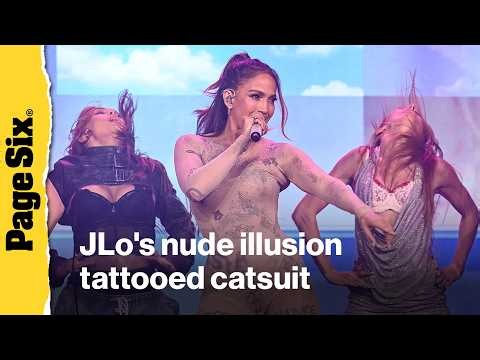Jennifer Lopez's nude illusion catsuit is completely covered in tattoos