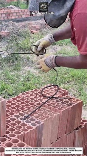 Lifting Brick Tool Innovation Using Simple Steel Handle For Faster Masonry Work #innovation