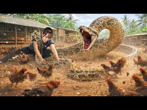 72 Hours of CHAOS 🐍 Giant Python Goes Berserk in Chicken Farm – Chickens Scatter, Girl Trapped! 😱