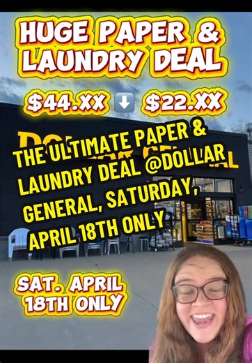 🚨‼️THE ULTIMATE PAPER AND LAUNDRY DEAL- this is by far one of the better deals we’ve had in a long time! Score over 50% off tons of paper products and laundry products at Dollar General this Saturday, April 18th ONLY! . . . Free printable breakdown is in the comments below ⬇️ Let me know if you’re scoring this big boy deal! #D#DollarGeneralDealsD#DGDealsC#CouponingForBeginnersP#PaperDeals##dollargeneralcouponing