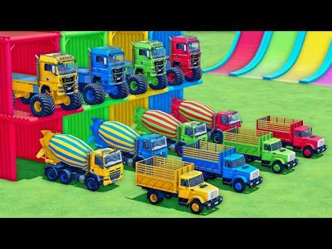 TRANSPORTING OVERLOAD TRUCKS, ALL COLOR MIXER TRUCK, TATRA, MAN, ZIL, SCANIA - FARMING SIMULATOR 22