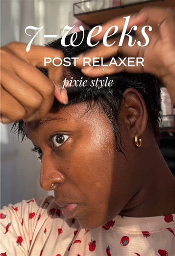 In between relaxers I like to get creative with my hair 🙃. How long do you go without a relaxer til you can’t take the new growth 😫🫣? #pixiecutblackwomen #relaxedhair #pixiecuthairstyle #pixiemaintenance #pixiehaircut