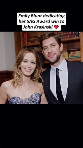Emily Blunt dedicating her SAG Award win to John Krasinski . #EmilyBlunt #JohnKrasinski #AQuietPlace