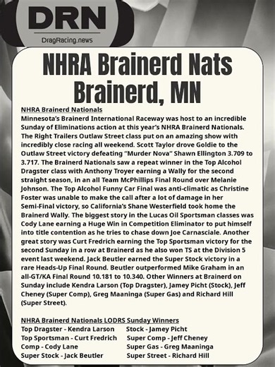 🏆NHRA Brainerd Nationals LODRS Sunday Eliminations Recap🏆