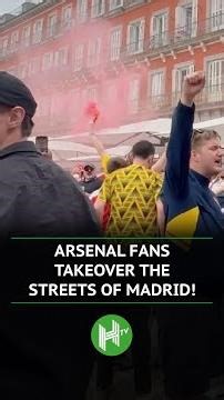 Arsenal fans TAKEOVER streets of Madrid 🔥