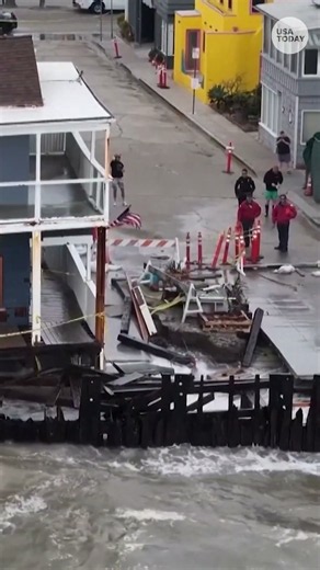 Drone video shows Tropical Storm Rachel pound Southern California beachfront houses