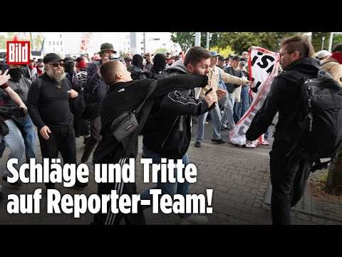 ERFURT: Video zeigt Angriff auf Reporter bei Anti-AfD-Protest! Jadg dauerte drei Minuten