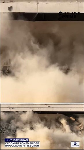 Decomissioned bridge brought down in controlled demolition