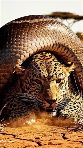 A Leopard vs. Giant Python — Nature’s Silent Battle#AnimalKingdom #NatureRealism #WildAfrica