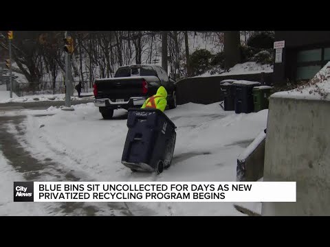 Blue bins left uncollected for days as privatized recycling program begins in Toronto