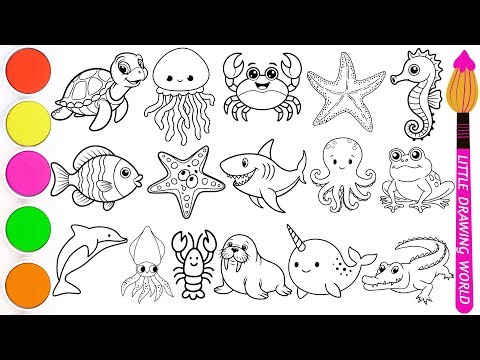 How To Draw 16 Under Water Sea Animals | Easy Step by Step Tutorial 🐟🦭🦞 | How To Draw a Sea Animals