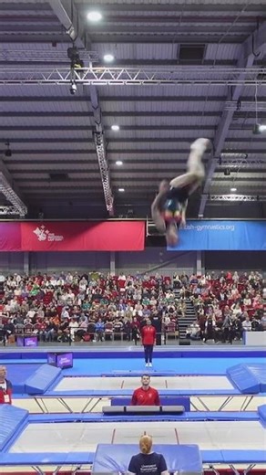 Gymnast falls off trampoline during British Championship in Telford, UK