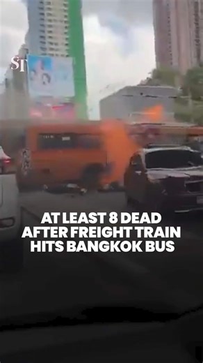 At least 8 dead after freight train hits Bangkok bus near Makkasan Station