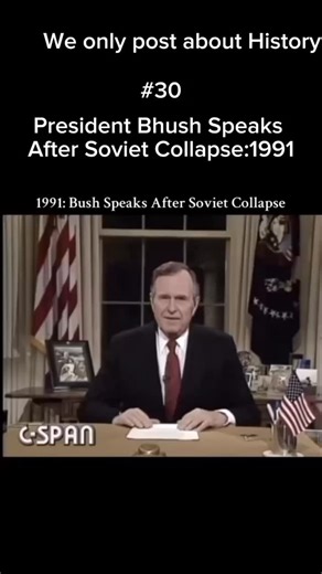 History on Instagram: "On Christmas Day 1991, President George H. W. Bush delivered remarks from the Oval Office following the collapse of the Soviet Union, calling the months preceding “one of the greatest dramas of the 20th century.” #uspolitics #georgebush #coldwar #1990s #history"
