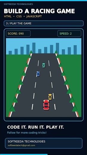 🚗 I Built a Mini Car Racing Game Using HTML, CSS & JavaScript! 🔥 #Shorts