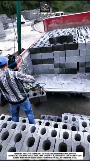 Lifting Tool Innovation Using Mechanical Clamp for Faster Concrete Block Handling #innovation