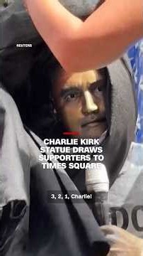 Charlie Kirk statue draws supporters to Times Square