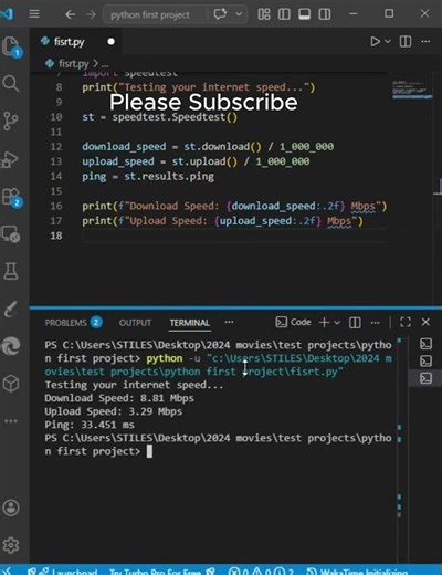 WiFi Speed with Python | Test Your Internet #shorts #wifi