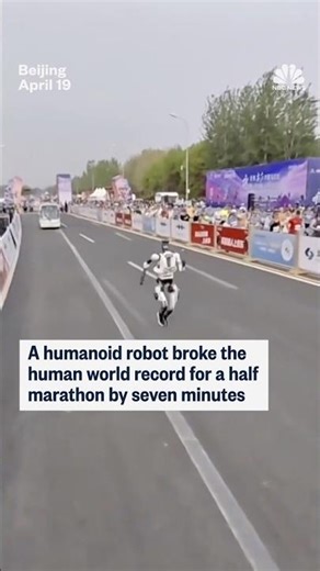 A humanoid robot broke the human world record for a half marathon by seven minutes