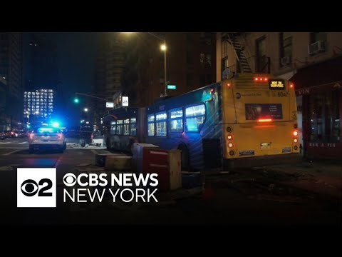 MTA bus crashes into dining shed, parked cars on Upper East Side