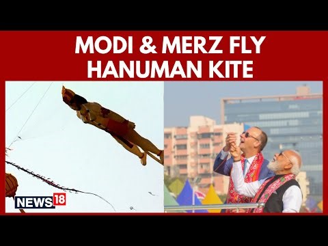 PM Modi & German Chancellor Merz Fly Hanuman Kite at International Kite Festival in Ahmedabad | N18G