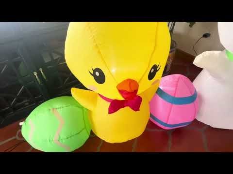 Gemmy 2023 6.5ft Easter chick and bunny scene inflatable