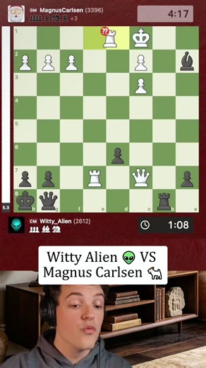 In this amazing game between Magnus Carlsen and Witty Alien, a surprising turn of events leads to a stunning victory for Whitty! Witness how a critical blunder shifts the game's momentum. What are your thoughts on this endgame? #chess #gamemoments #magnuscarlsen #brilliancy #chessstrategy
