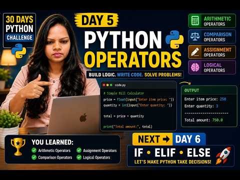 Python Day 5 | Operators Explained | 30 Days Python Challenge #python #pythonprogramming