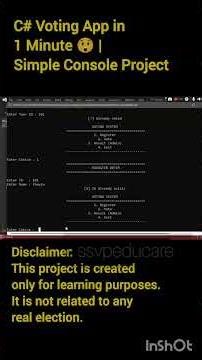 C# Voting App in 1 Minute 😲 | Simple Console Project