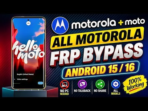 🔥 Motorola FRP Bypass Android 15/16 (2026) – Remove Google Account Lock! 🔓⁠