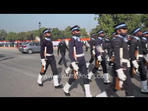Indian Navy marching contingent rehearses for Republic Day parade on Kartavya Path
