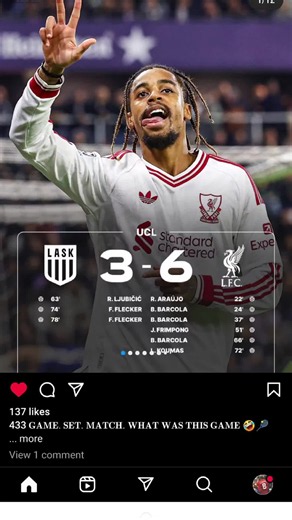 Liverpool 6-3 LASK highlights: Barcola hat-trick, Koumas goal