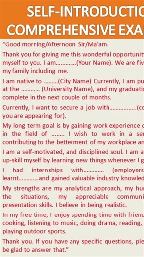 Best Self Introduction for Interviews 🎤 | English Speaking Practice #shorts #interview