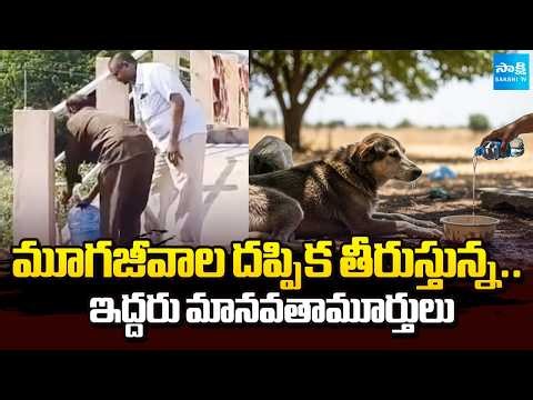 ఎండల్లో మూగజీవాలకు అండగా..! | Two Men Provide Water to Animals During Heatwave | @SakshiTV