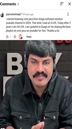 Wonderful FeedBack By Student||From 4 LPA to 34 LPA With Core Java Youtube Videos By Durga Sir