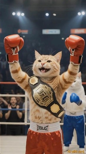 White Cat vs Brown Cat 🥊 Epic Boxing Battle & Championship Winner. #boxingworld #catshorts#catboxing