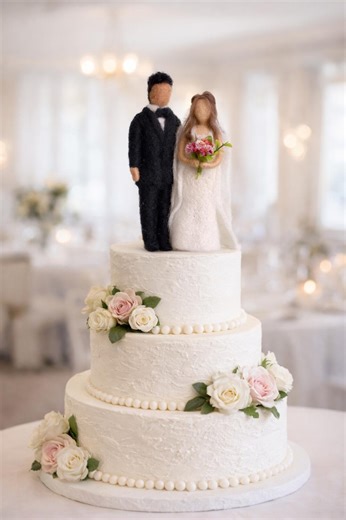 Personalized Bride & Groom Cake Topper - Custom Needle Felted Wedding Keepsake From Your Photo - Etsy