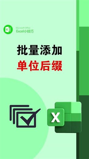 给数字批量添加单位 #office办公技巧 #表格 #快捷键 #批量加单位 #excel