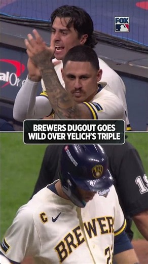 Milwaukee's dugout is loving the fast start from the Brewers! #mlb #baseball #brewers #worldseries