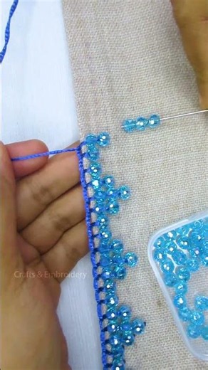 Beautiful bead border lace embroidery design for dress! Part-3 #diy #tutorial